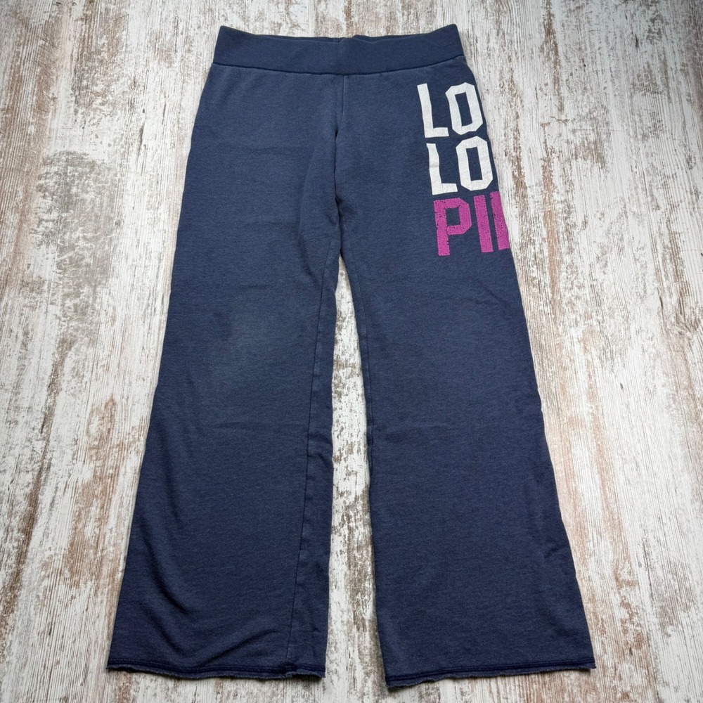 VTG Y2K Victoria's Secret PINK Navy Blue Wide Leg Sweatpants Love Pink Small